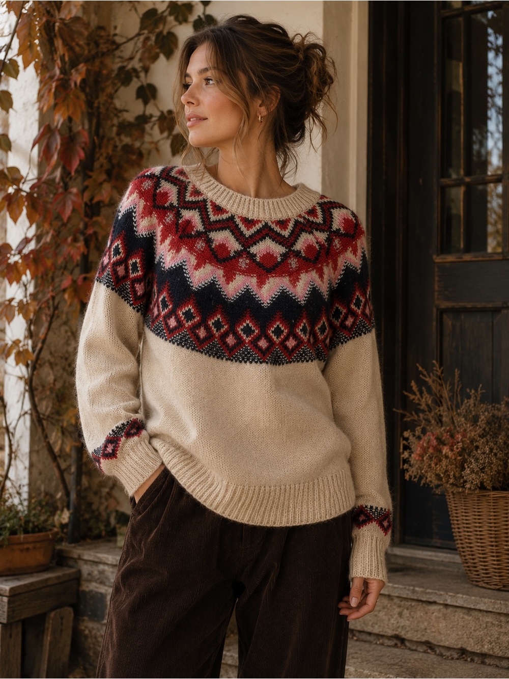 Old Navy Fair Isle Knit Sweater | Size L Tall | Cozy Autumn